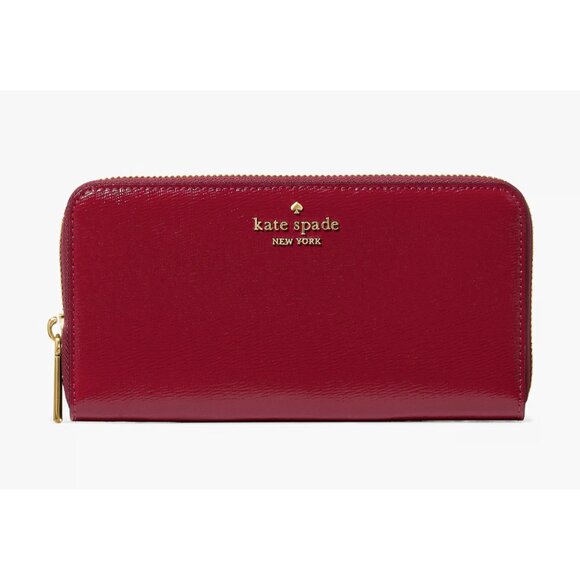 New Kate Spade Madison Large Continental Wallet Textured Patent Leather Red Jam - Picture 1 of 4